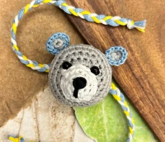 Adorable Grey Plush Bear Handcrafted Kids Crochet Rakhi